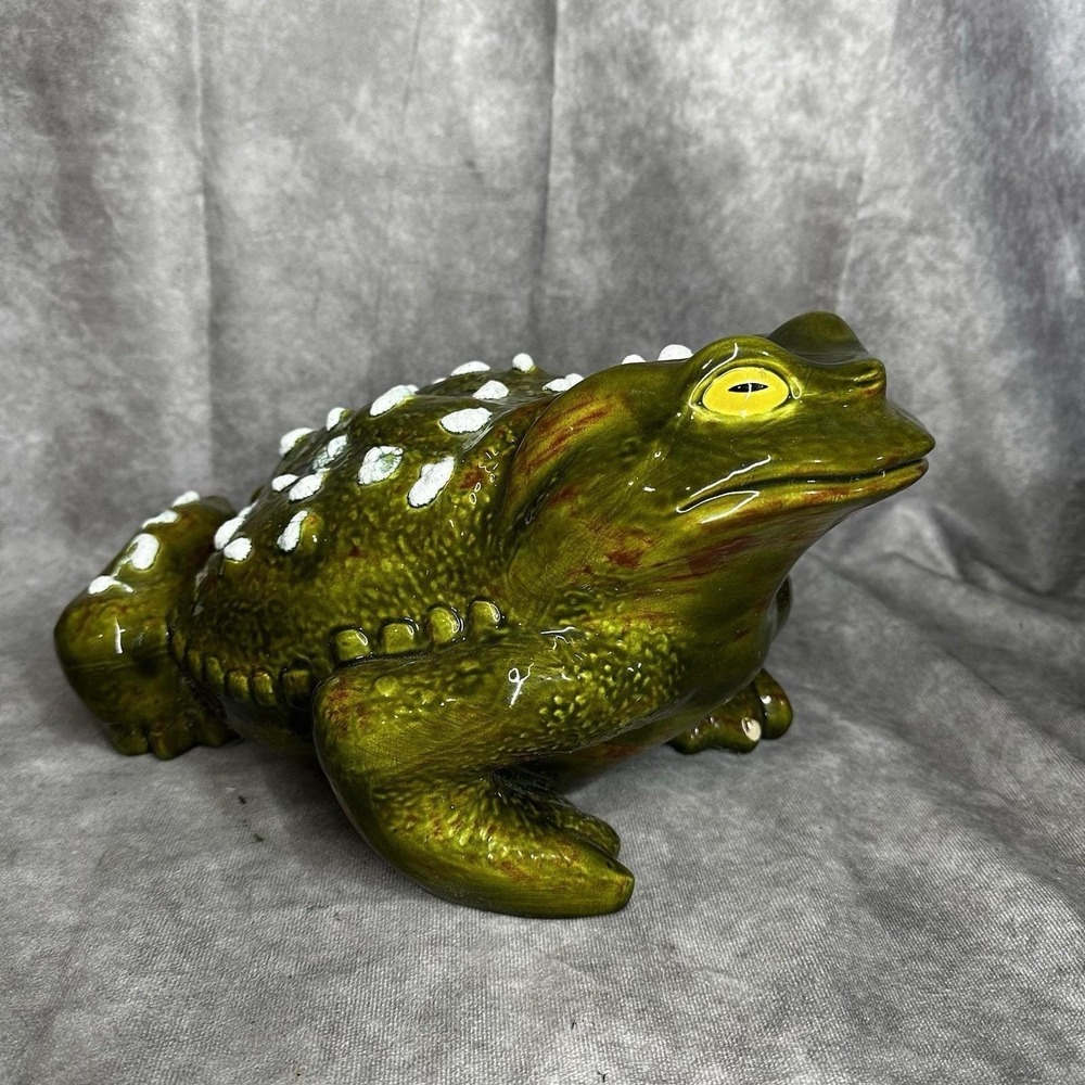 Vintage Arnel 1977 Ceramic Toad Frog Garden Statue‎ Retro Decor 13.5"x7.5"